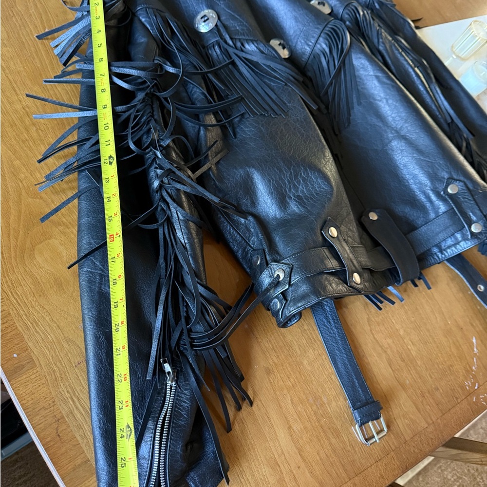 Wilson’s Fringed Black Leather Biker Jacket XL - Picture 4 of 16